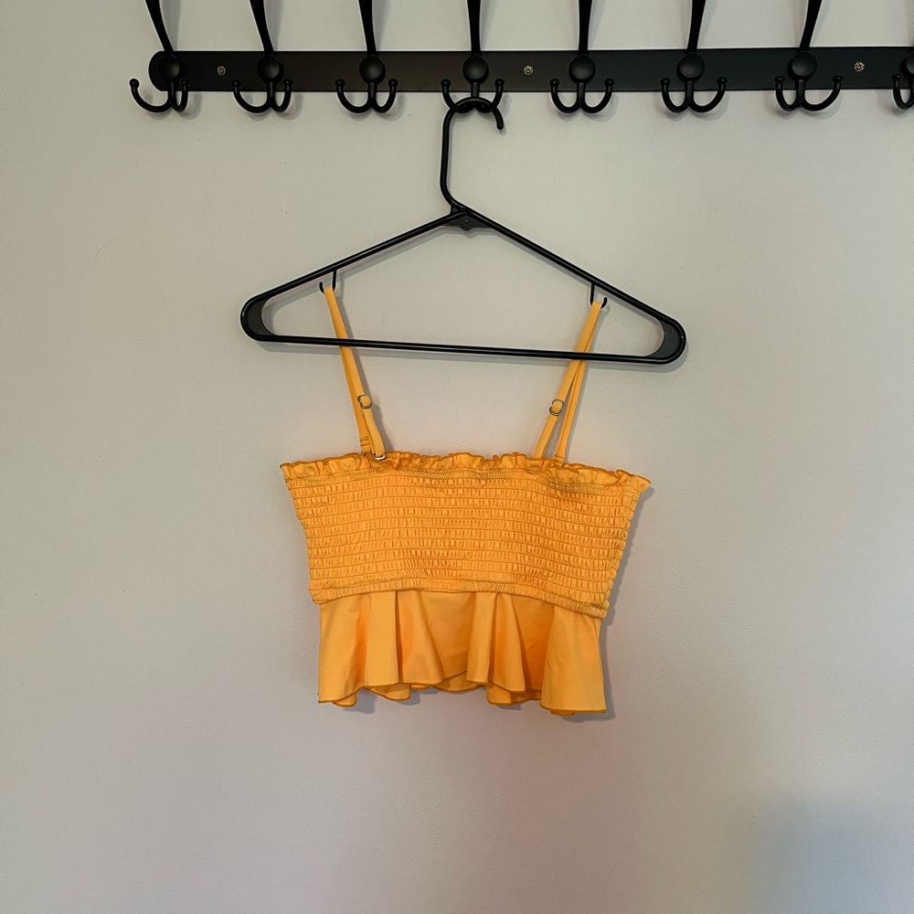 Yellow Ruffle Crop Bikini Top - Picture 6 of 12